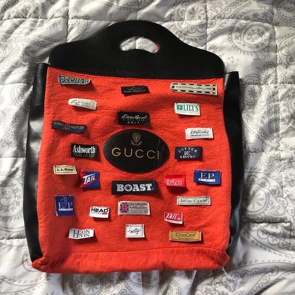 Gucci Handbags - Vintage GUCCI Felt/leather Tote Bag 60's 70's